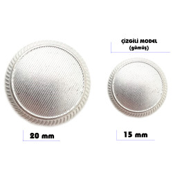 Çizgili Model Düğme (Gümüş) - Thumbnail