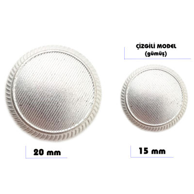 Çizgili Model Düğme (Gümüş)