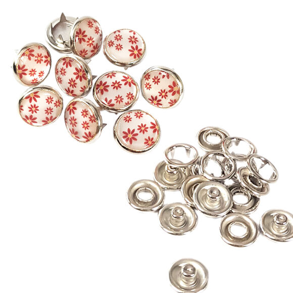 Flower patterned prong snap fasteners - 10,5 mm, without application tool