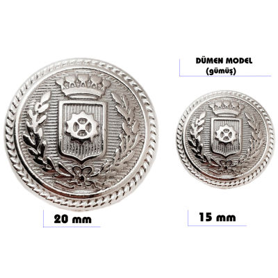 Metal sew-on blazer jacket button - Ship's wheel design (Silver color)