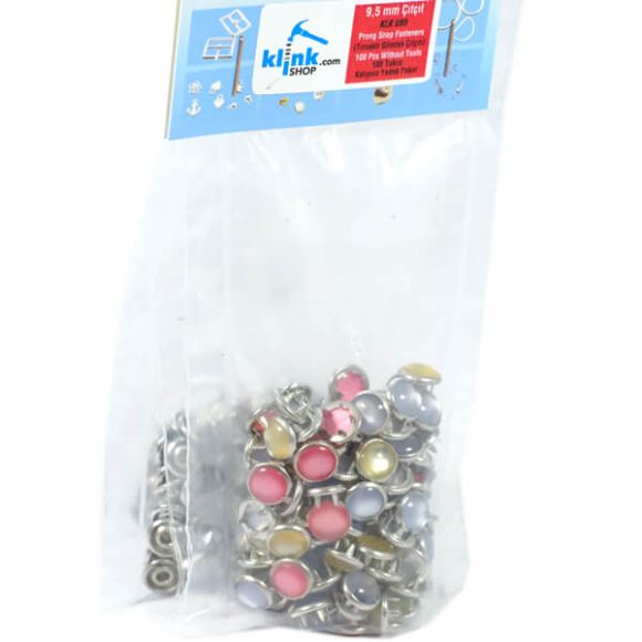 Mixed color pearl snap fastener - 9,5 mm - 4