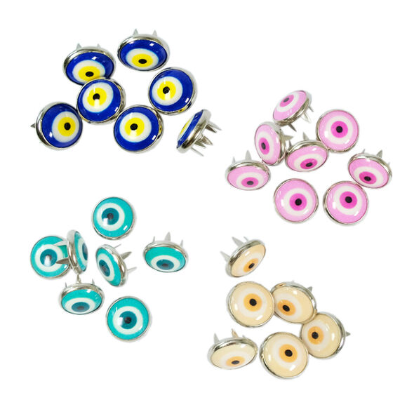 Nazar (Evil-eye) talisman patterned prong snap fasteners - 10,5 mm, Mixed package