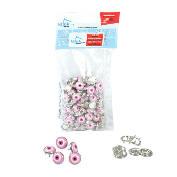 Nazar (Evil-eye) talisman patterned prong snap fasteners - 10,5 mm, without tool - 4