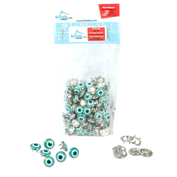 Nazar (Evil-eye) talisman patterned prong snap fasteners - 10,5 mm, without tool - 1