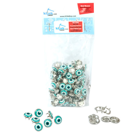 Nazar (Evil-eye) talisman patterned prong snap fasteners - 10,5 mm, without tool