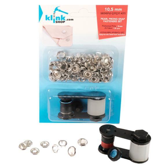 Transparent prong snap fastener application kit - 10,5 mm - 2